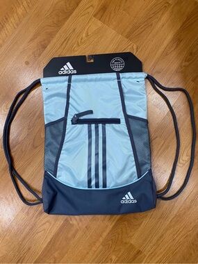 New mens womens adidas Light Blue Drawstring Backpack